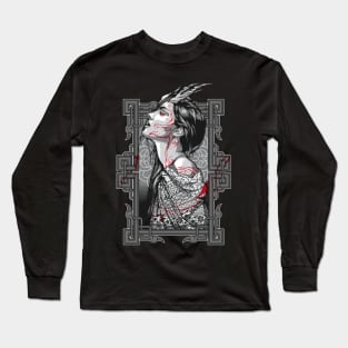 Kitsune Aesthetic Vintage Bushido Design Geschenk Long Sleeve T-Shirt